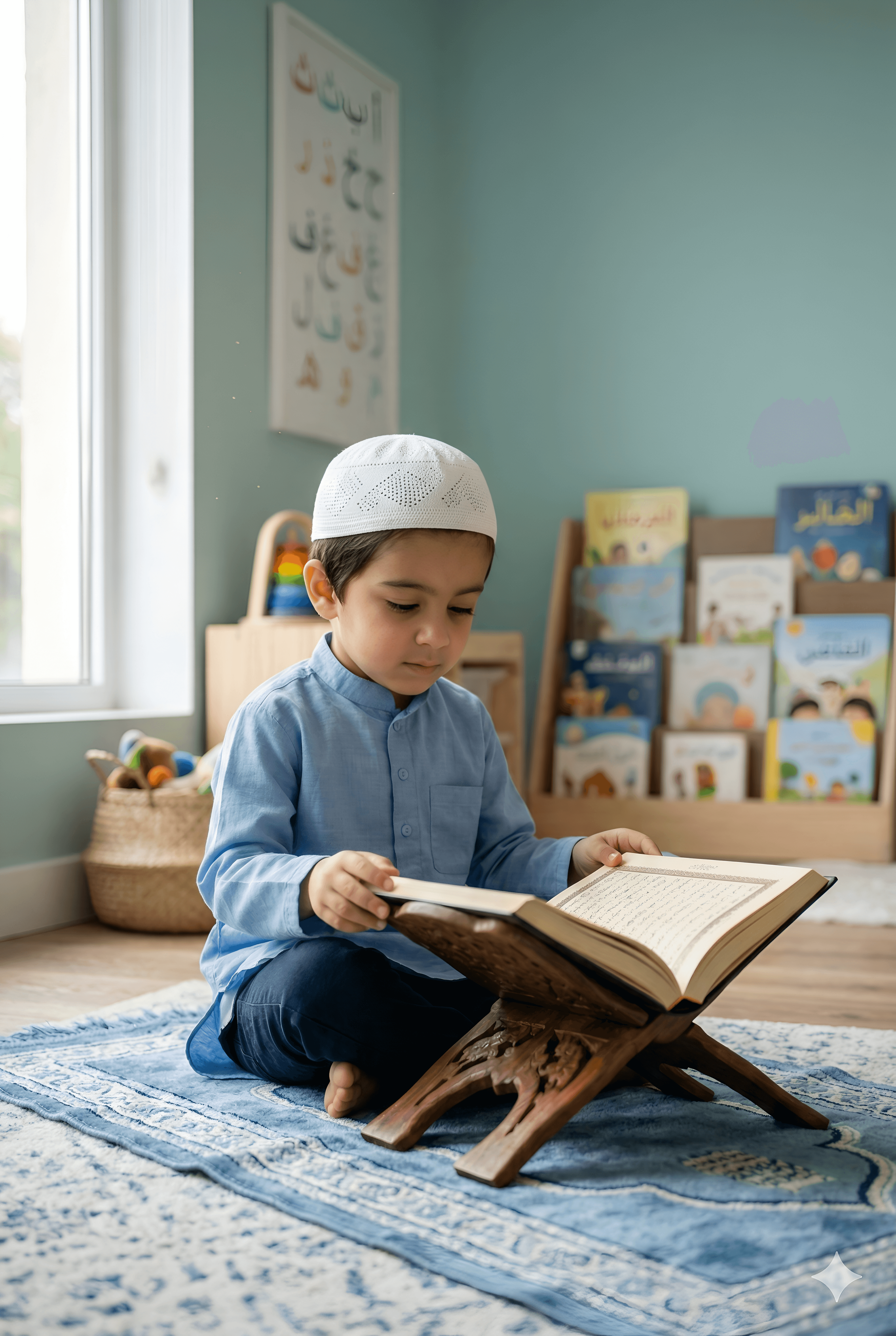 Young students learning Islamic values and foundations at Zeeque Preschool in Kerala.